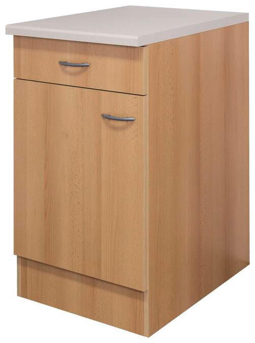 KÜCHENUNTERSCHRANK 50/85/57 cm in Buchefarben - Edelstahlfarben/Beige, MODERN, Holzwerkstoff/Kunststoff (50/85/57cm) - FlexWell