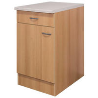 KÜCHENUNTERSCHRANK 50/85/57 cm  in Buchefarben  - Edelstahlfarben/Beige, MODERN, Holzwerkstoff/Kunststoff (50/85/57cm) - FlexWell