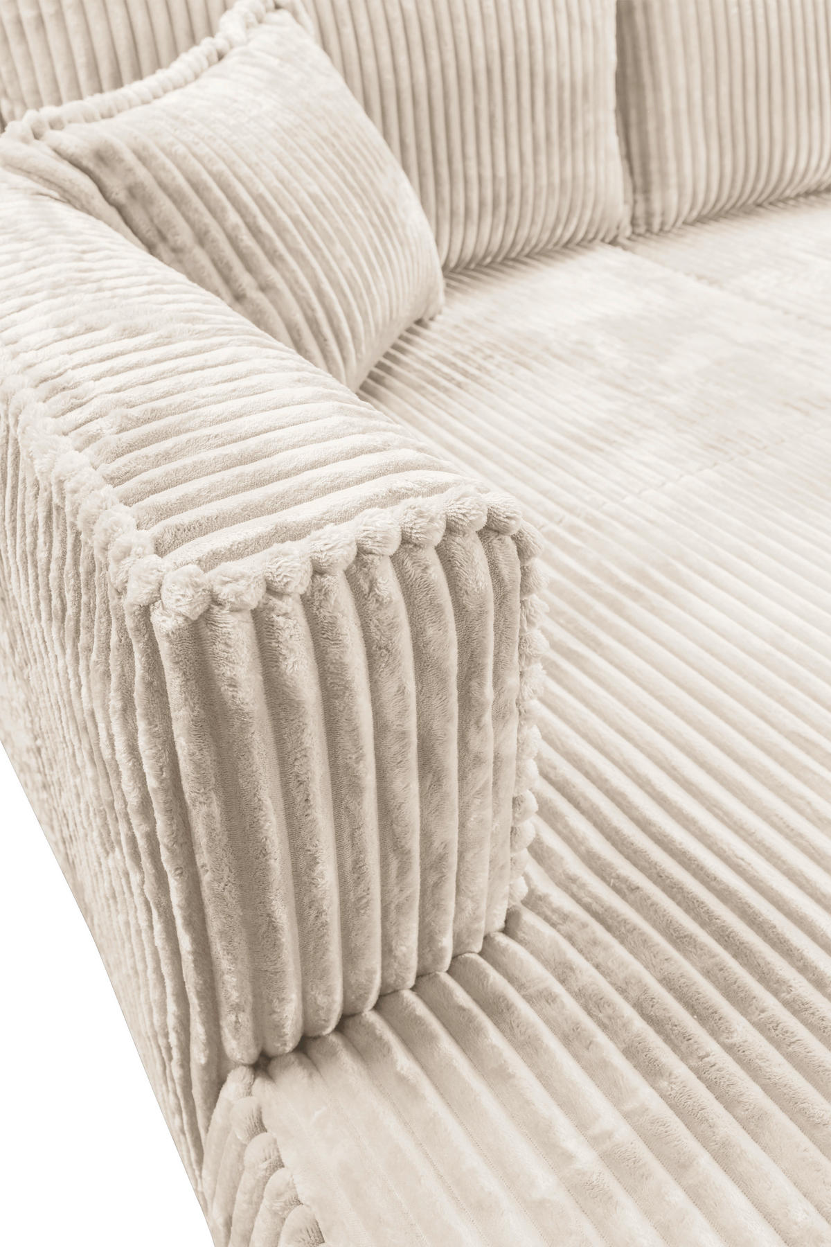 ECKSOFA in Cord Creme  208/322 cm  - Creme/Schwarz, MODERN, Holz/Textil (208/322cm) - Carryhome