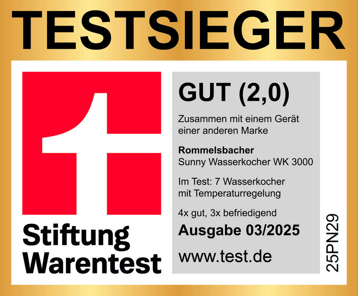 WASSERKOCHER 1,7 L  - Edelstahlfarben, Basics, Metall (23/24/15cm) - Rommelsbacher