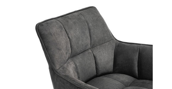 ARMLEHNSTUHL  Sitzfläche 360° drehbar, inklusive Armlehnen, automatische Rückholfunktion Mikrofaser  - Anthrazit/Schwarz, Design, Textil/Metall (65/85/63cm) - Novel
