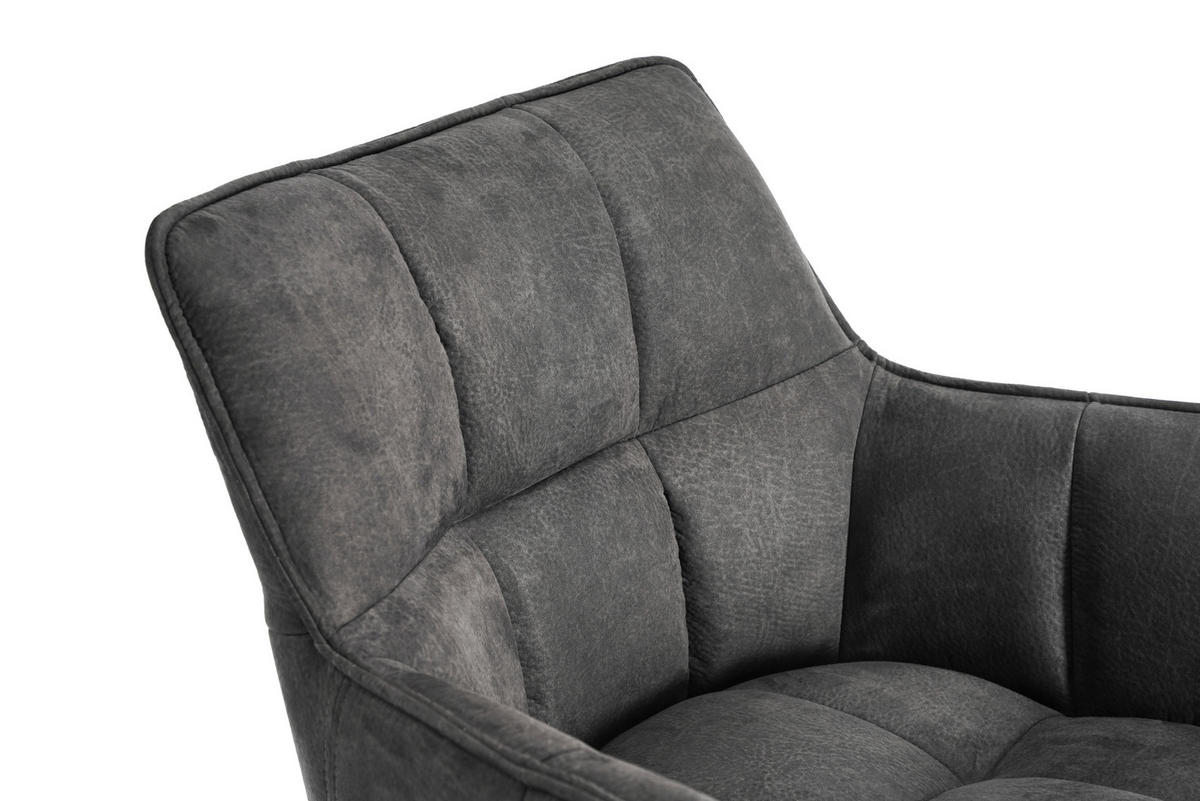 ARMLEHNSTUHL  Sitzfläche 360° drehbar, inklusive Armlehnen, automatische Rückholfunktion Mikrofaser  - Anthrazit/Schwarz, Design, Textil/Metall (65/85/63cm) - Novel