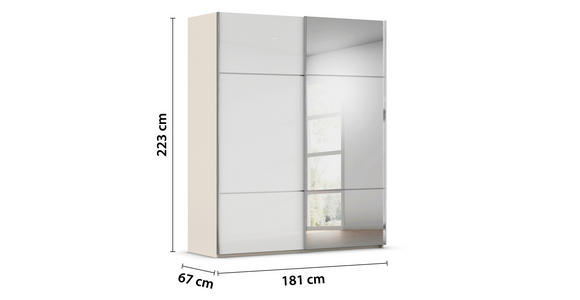 SCHWEBETÜRENSCHRANK in Weiß, Champagner - Chromfarben/Champagner, KONVENTIONELL, Glas/Holzwerkstoff (181/223/68cm) - Novel
