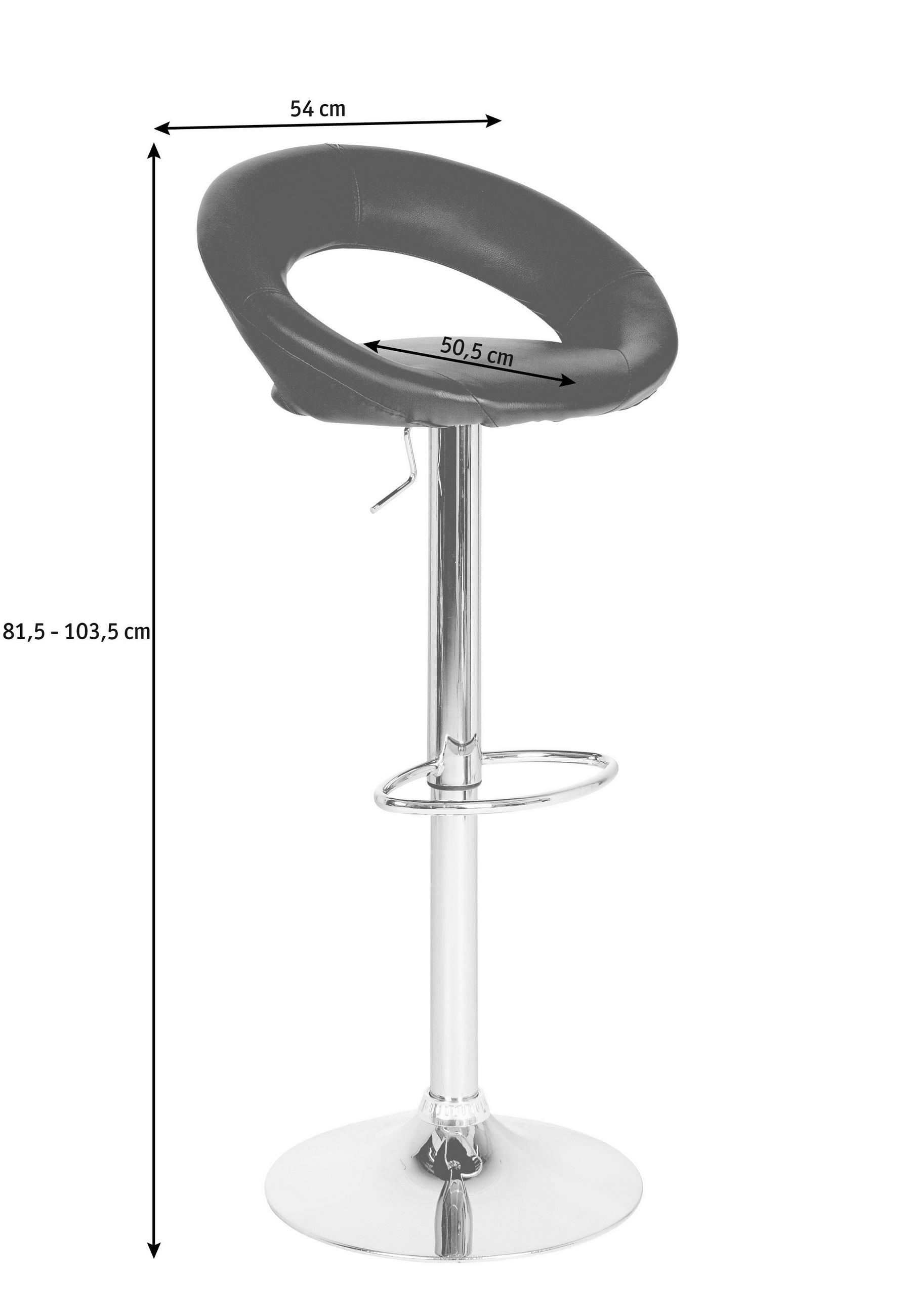 Scaun de bar in metal, textil alb, culoare crom  - alb/culoare crom, Design, metal/textil (54/82-104/51cm) - Carryhome