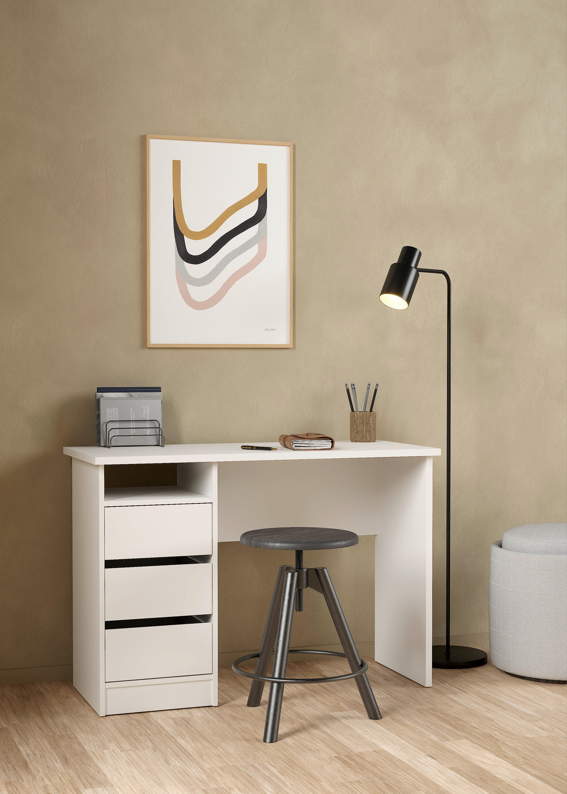 SCHREIBTISCH 110/48,5/76 cm  in Weiß  - Weiß, MODERN, Holzwerkstoff (110/48,5/76cm) - MID.YOU