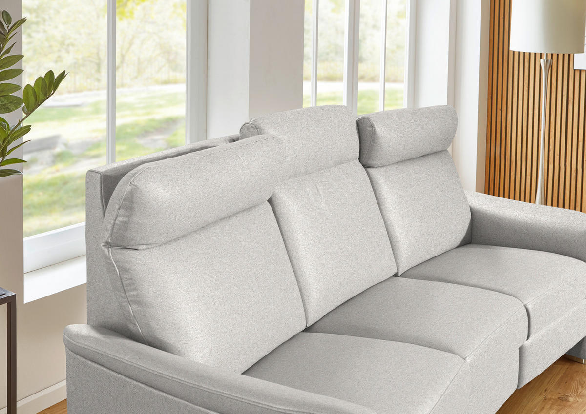 2-SITZER-SOFA  in Flachgewebe Ecru  - Ecru/Alufarben, KONVENTIONELL, Textil/Metall (156/107/95cm) - Beldomo Comfort