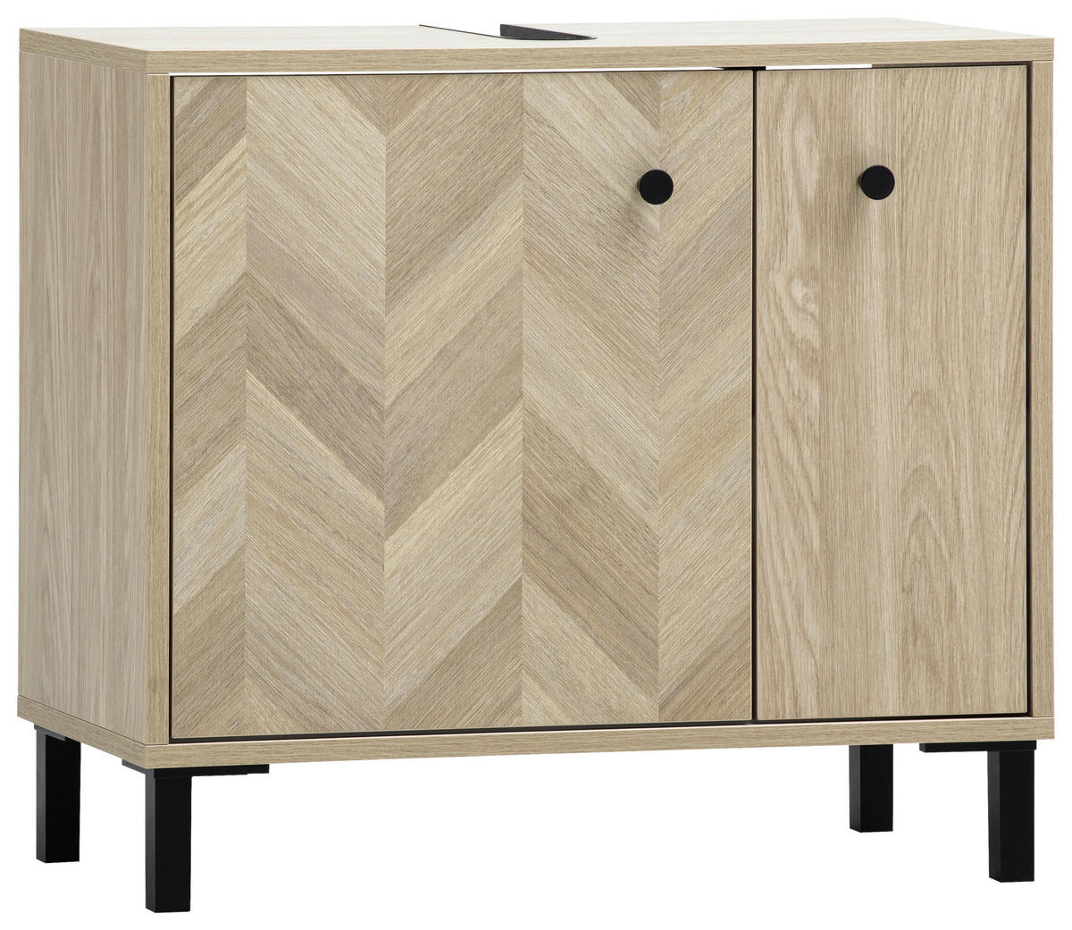 WASCHBECKENUNTERSCHRANK 65,1/59,1/33 cm  - Eichefarben/Schwarz, KONVENTIONELL, Holzwerkstoff/Kunststoff (65,1/59,1/33cm) - Stylife