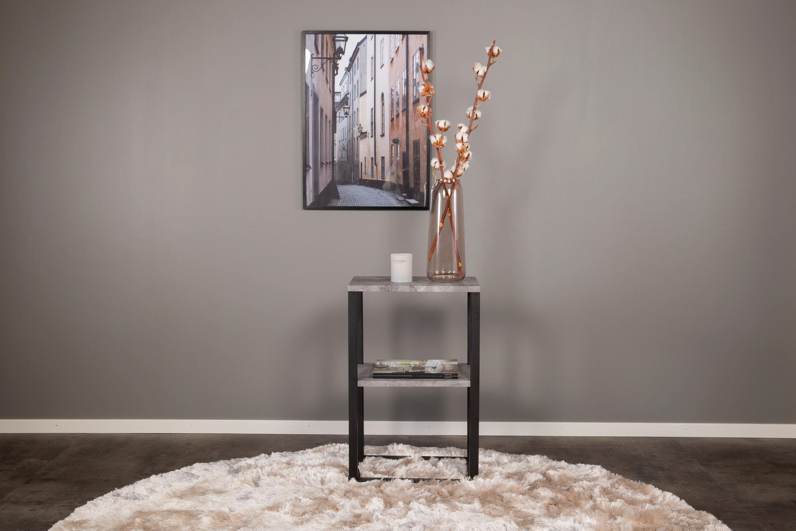 NACHTTISCH 30/70/45 cm furniert - Schwarz/Grau, Design, Holzwerkstoff/Metall (30/70/45cm) - Livetastic