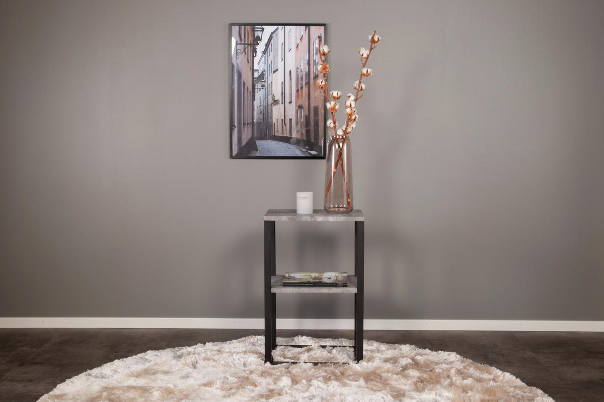 NACHTTISCH 30/70/45 cm furniert  - Schwarz/Grau, Design, Holzwerkstoff/Metall (30/70/45cm) - Livetastic