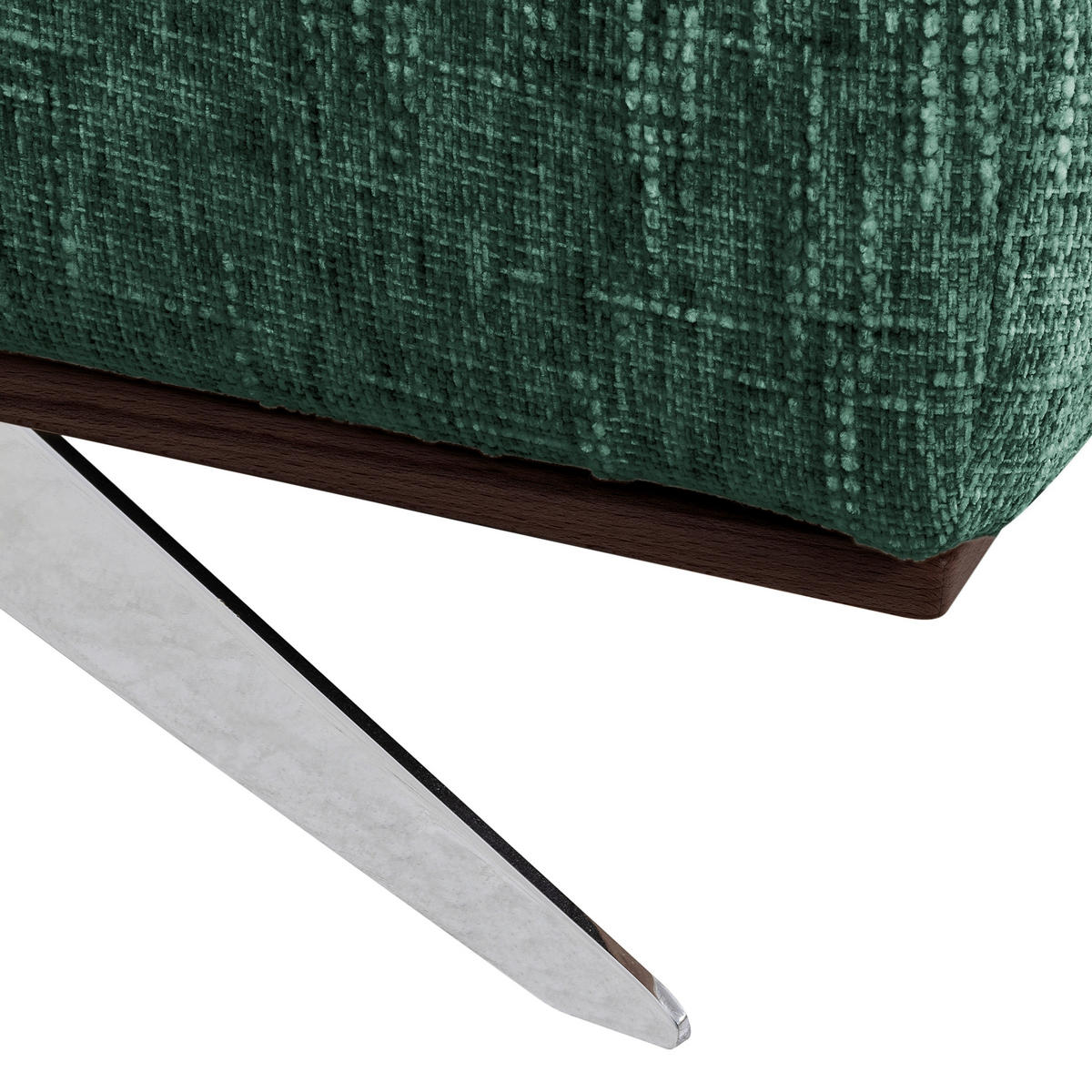 ECKSOFA Struktur Grün  - Chromfarben/Grün, Design, Holz/Textil (187/295cm) - Livetastic