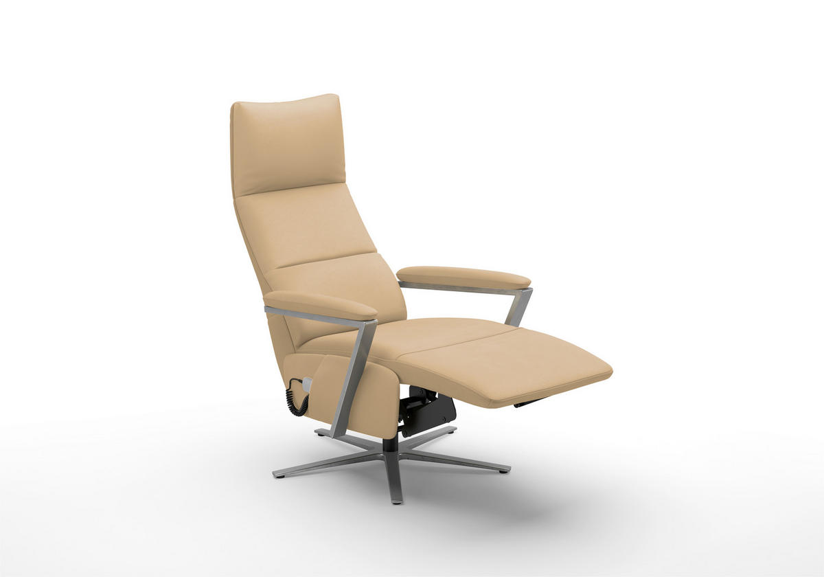 RELAXSESSEL Leder Cappuccino  - Silberfarben/Cappuccino, Basics, Leder/Metall (70/126/85cm) - Sit & More