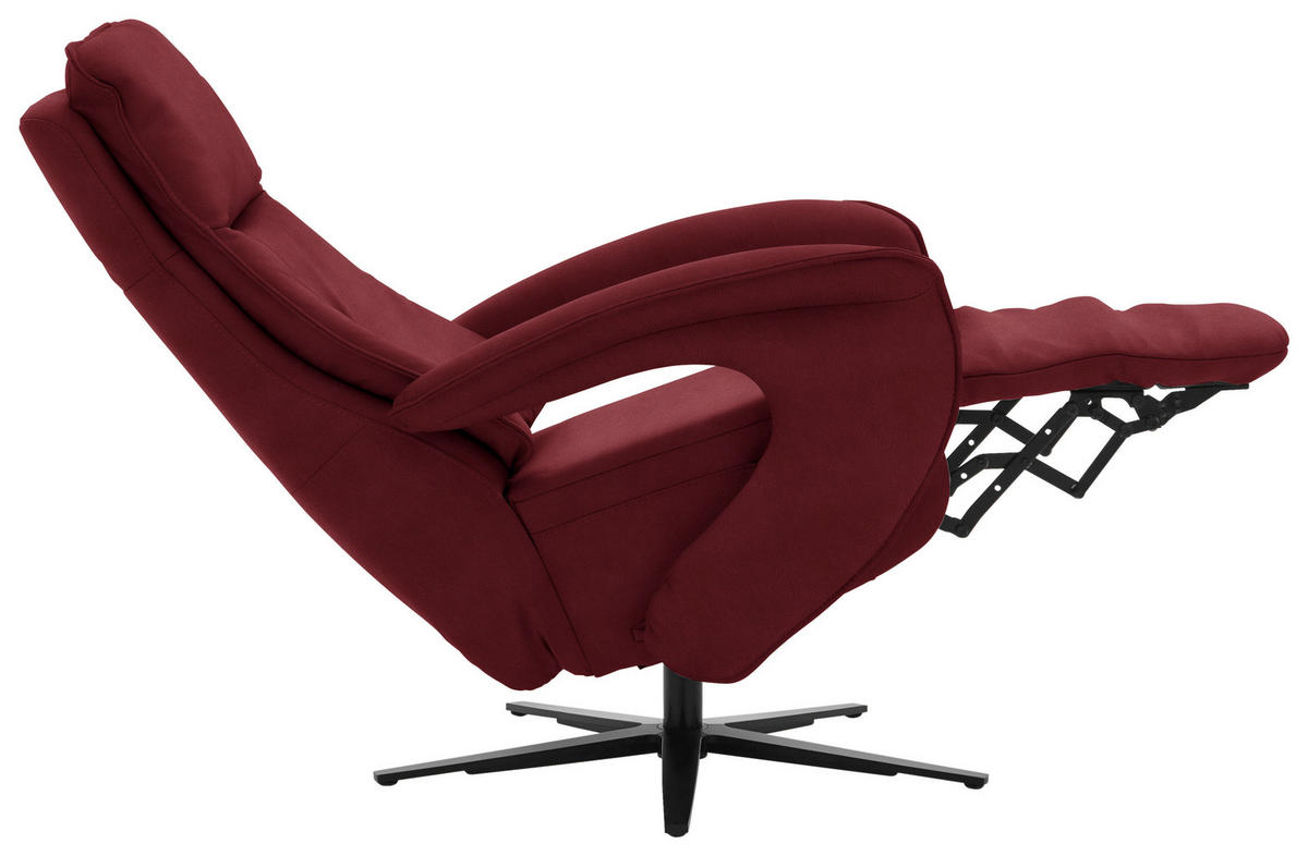 RELAXSESSEL in Leder Rot  - Rot/Schwarz, Design, Leder/Metall (77/110/87cm) - Valdera