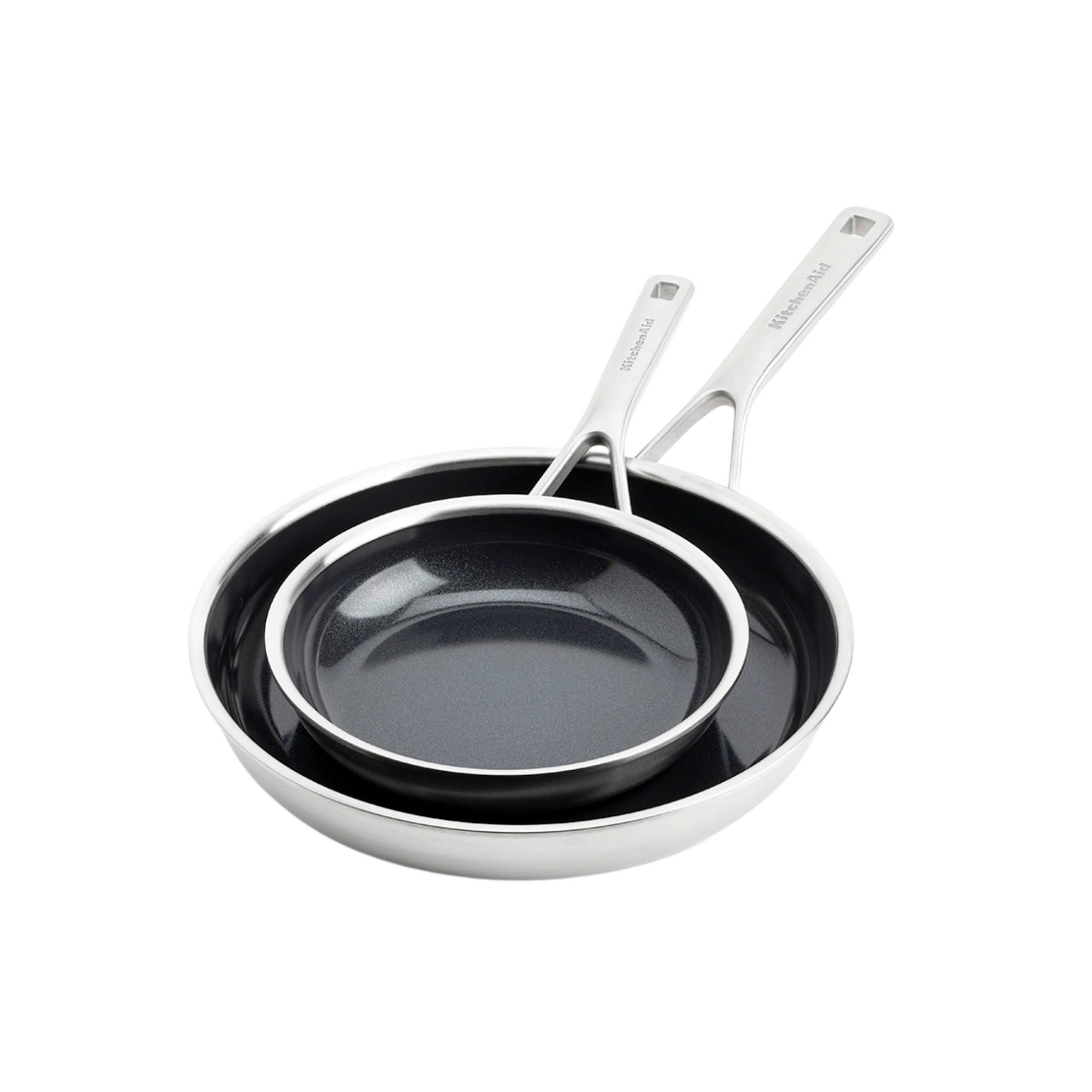 KitchenAid Pfannenset 3-Ply Stainless Steel Schwarz, Edelstahl