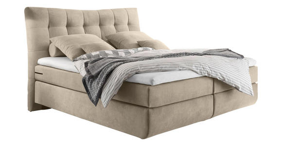 BOXSPRINGBETT 180/200 cm in Sandfarben - Sandfarben/Schwarz, Design, Kunststoff/Textil (180/200cm) - Esposa