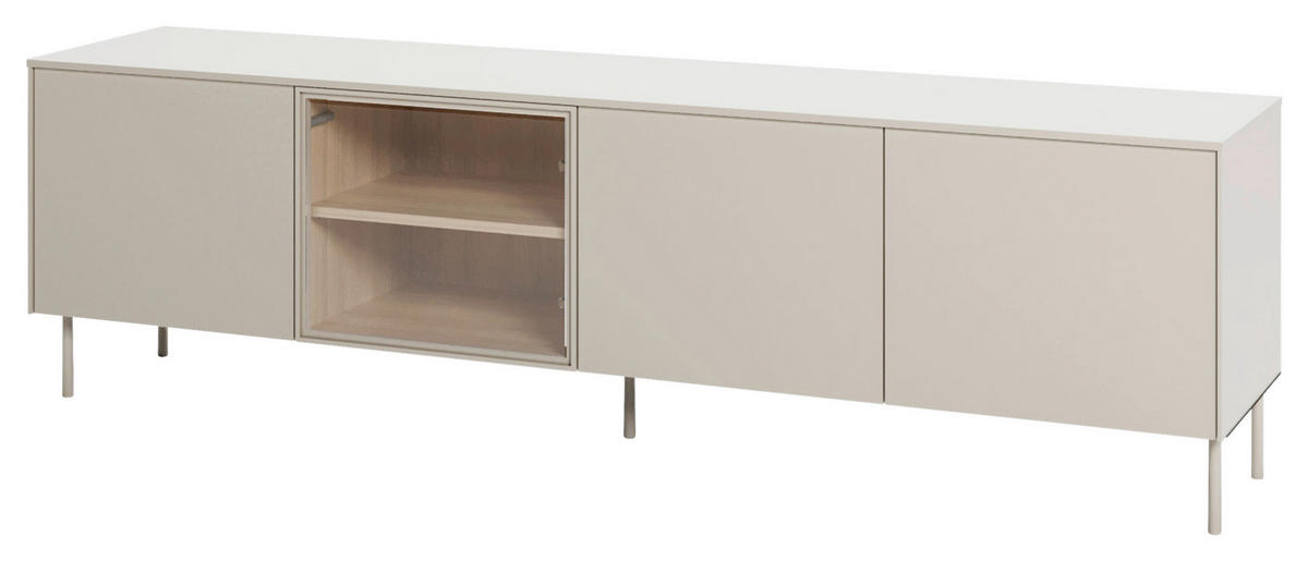 TV-ELEMENT Eichefarben, Kaschmir  195/57/41 cm  - Kaschmir/Eichefarben, Modern, Glas/Holzwerkstoff (195/57/41cm) - Carryhome