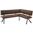 ECKBANK 190/150 cm  in Schwarz, Dunkelbraun  - Dunkelbraun/Schwarz, MODERN, Textil/Metall (190/150cm) - Cantus