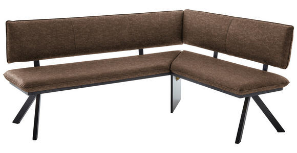 ECKBANK 180/140 cm in Schwarz, Dunkelbraun - Dunkelbraun/Schwarz, MODERN, Textil/Metall (180/140cm) - Cantus