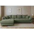 ECKSOFA in Chenille Dunkelgrün  227/329 cm  - Chromfarben/Dunkelgrün, KONVENTIONELL, Textil/Metall (227/329cm) - Carryhome