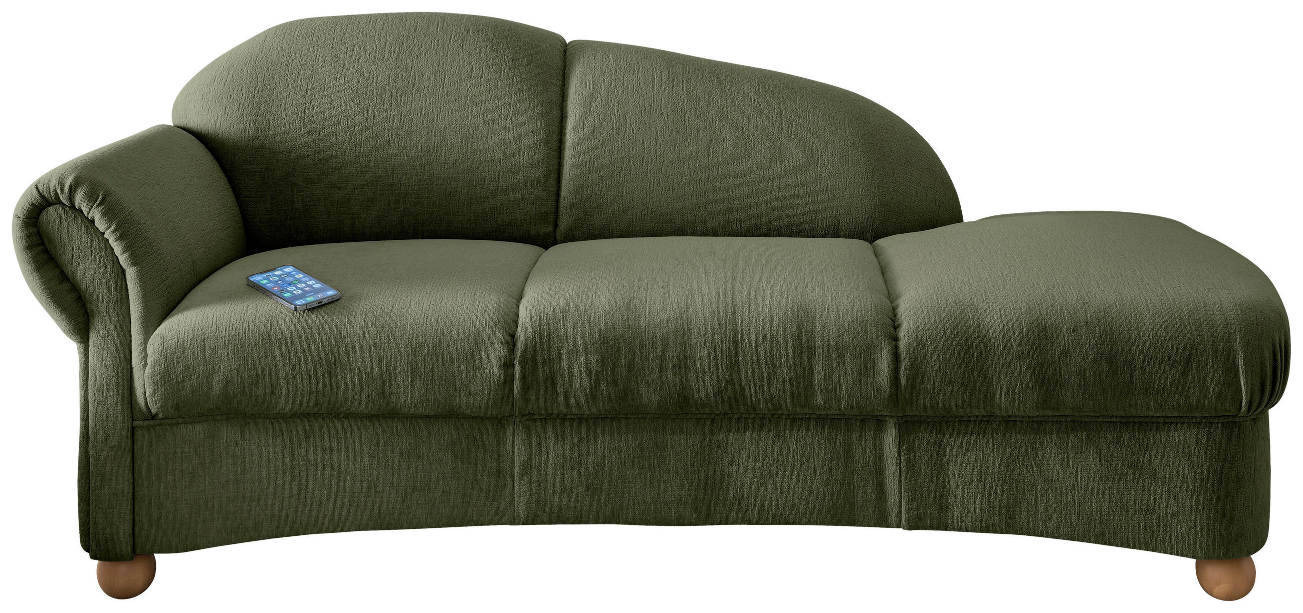 OTTOMANE in Mikrofaser Grün  - Wildeiche/Grün, Konventionell, Holz/Textil (86/84/190cm) - Livetastic