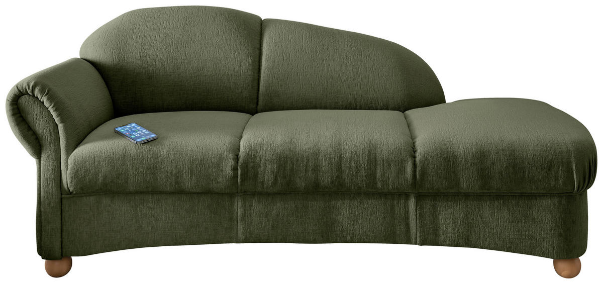 OTTOMANE in Mikrofaser Grün  - Wildeiche/Grün, KONVENTIONELL, Holz/Textil (86/84/190cm) - Livetastic