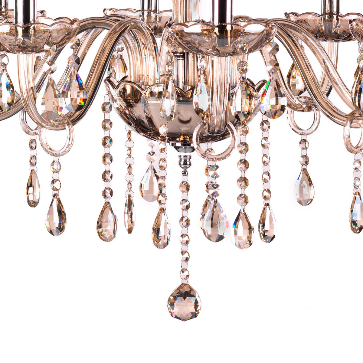 KRISTALL-HÄNGELEUCHTE 70/110 cm   - Bernsteinfarben, KONVENTIONELL, Glas/Metall (70/110cm)