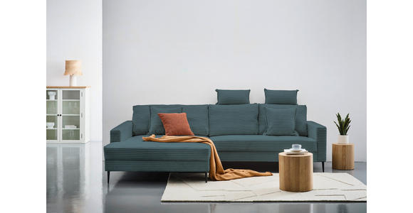 ECKSOFA in Cord Blau  173/276 cm  - Blau/Schwarz, KONVENTIONELL, Textil/Metall (173/276cm) - Carryhome
