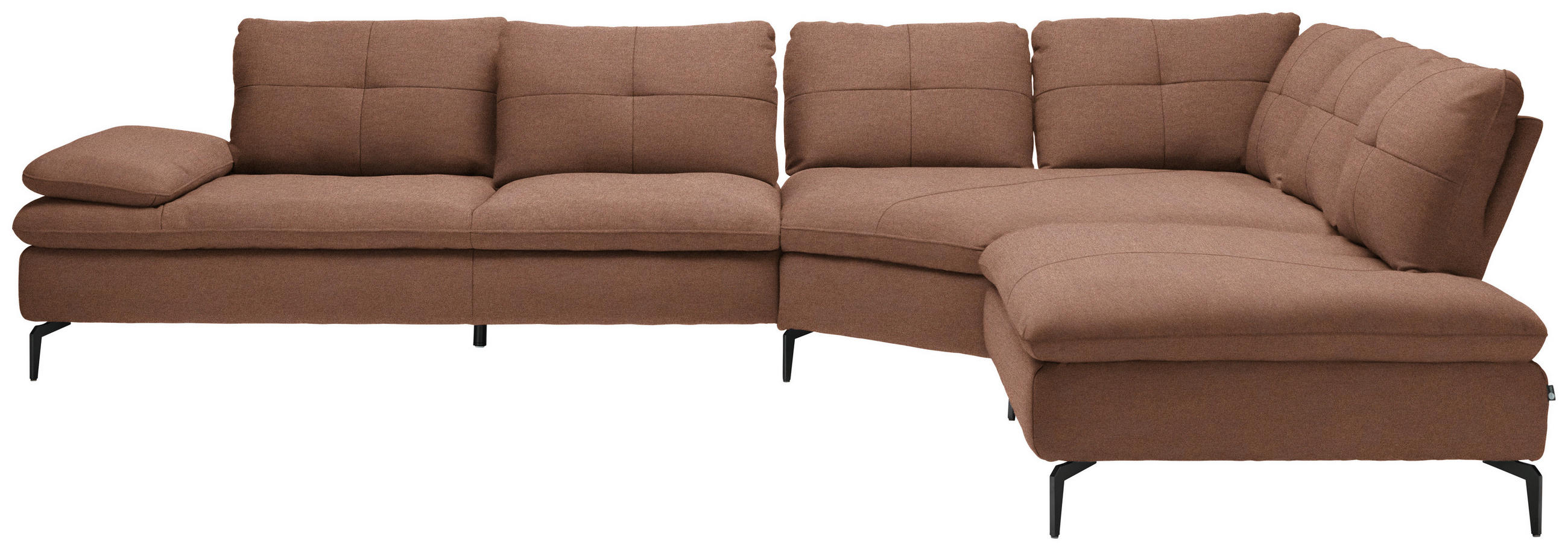 ECKSOFA in Flachgewebe Braun  344/271 cm  - Schwarz/Braun, Design, Textil/Metall (344/271cm) - Chilliano