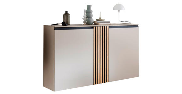 SCHUHSCHRANK 147/82/30 cm - Greige/Eichefarben, Design, Holz/Holzwerkstoff (147/82/30cm) - Moderano