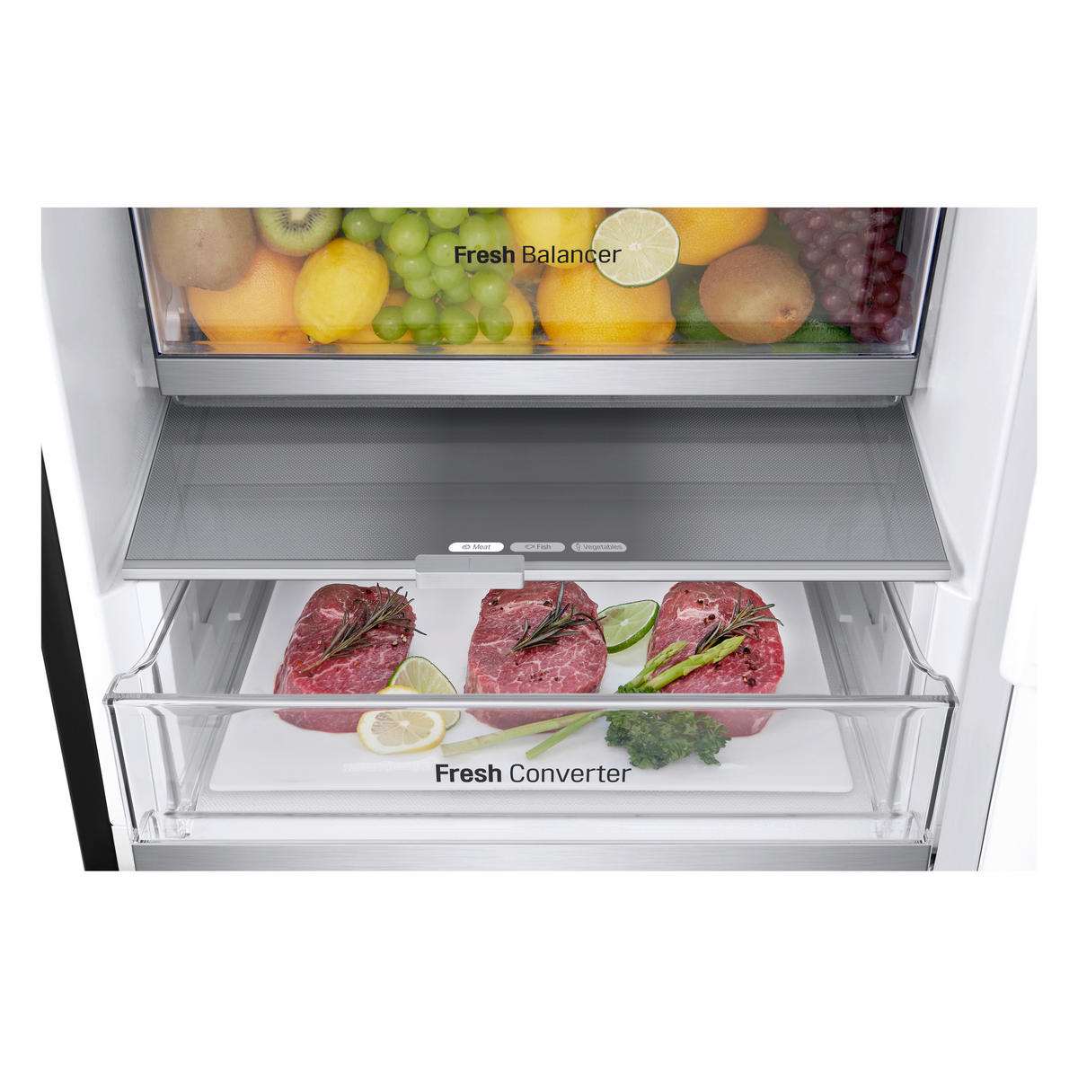 KÜHL-GEFRIER-KOMBINATION GBV7280BEV  - Schwarz, Basics, Metall (59,5/203/67,5cm) - LG