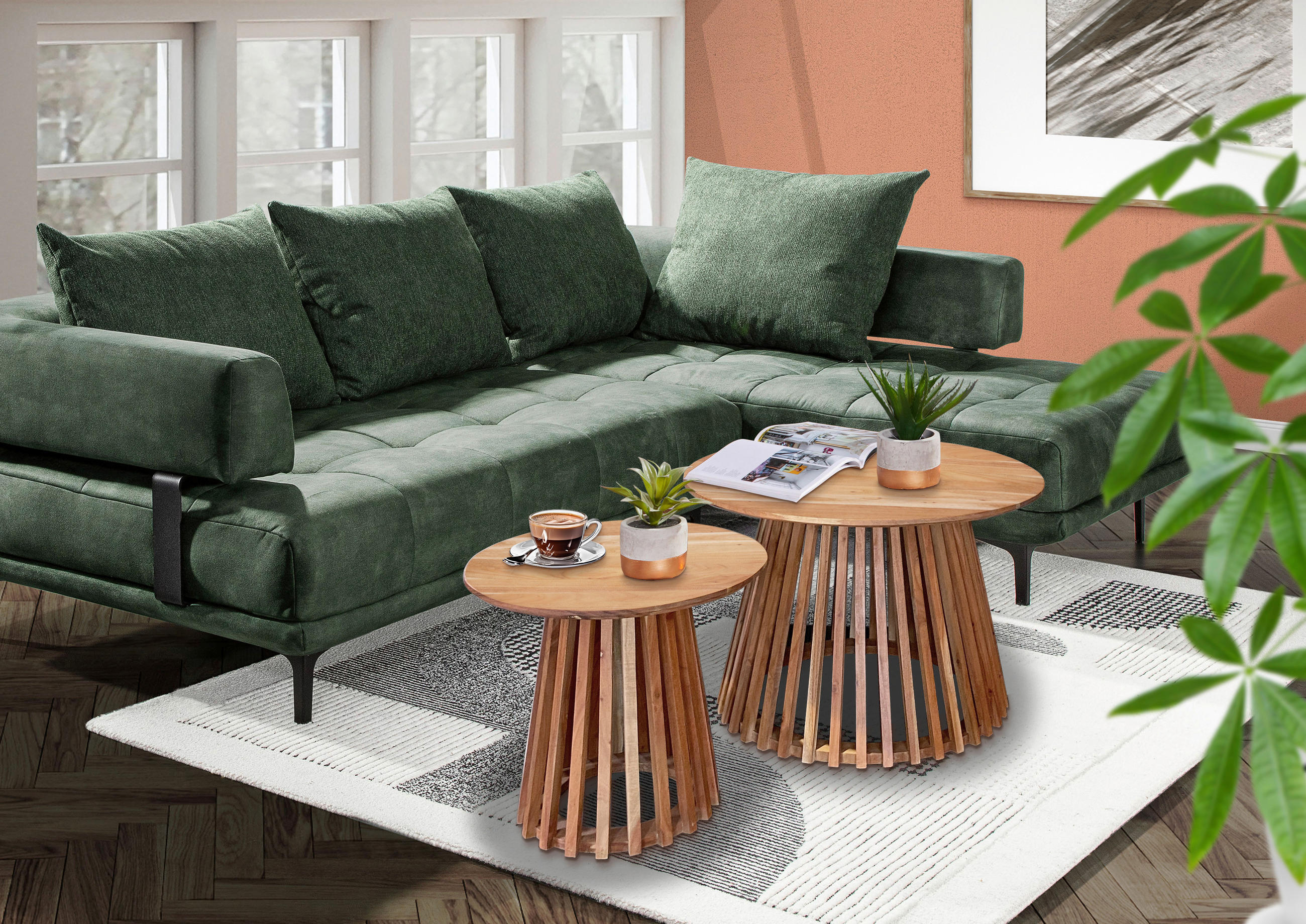 BEISTELLTISCH 70/70/45 cm Akazie massiv Akaziefarben rund  - Akaziefarben, LIFESTYLE, Holz (70/70/45cm) - Landscape