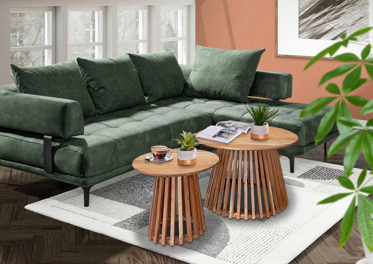 BEISTELLTISCH 70/70/45 cm Akazie massiv Akaziefarben rund  - Akaziefarben, LIFESTYLE, Holz (70/70/45cm) - Landscape