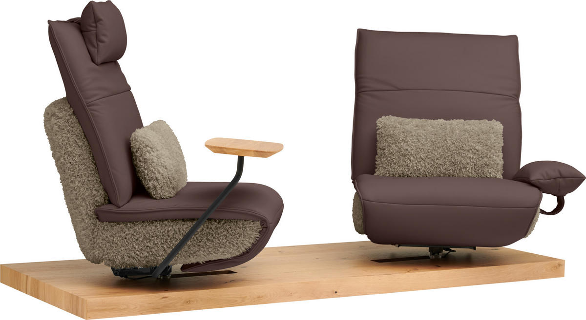 2-SITZER-SOFA  in Hochflor Echtleder Braun, Hellbraun  - Hellbraun/Schwarz, Design, Leder/Holz (240/65/104cm) - Koinor