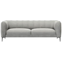 3-SITZER-SOFA Chenille, Webstoff, Flachgewebe Grau  - Schwarz/Grau, Design, Holz/Textil (209/75/91cm) - Livetastic