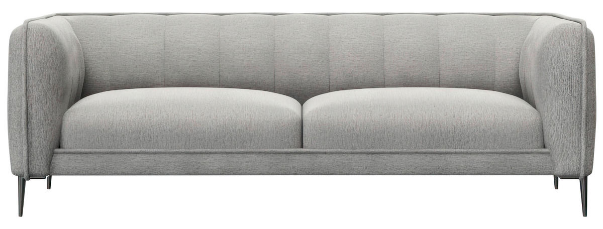 3-SITZER-SOFA Chenille, Webstoff, Flachgewebe Grau  - Schwarz/Grau, Design, Holz/Textil (209/75/91cm) - Livetastic