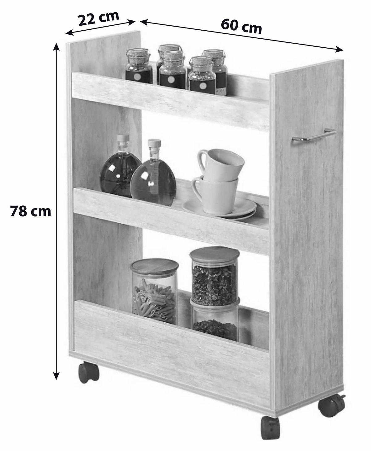 SERVIERWAGEN Weiß  - Weiß, MODERN, Holzwerkstoff/Metall (60/22/78cm) - Kesper