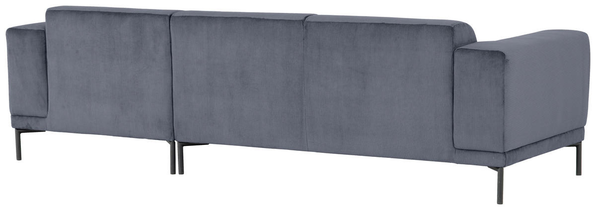 ECKSOFA in Cord Graublau  - Graublau/Schwarz, Design, Textil/Metall (262/183cm) - MID.YOU