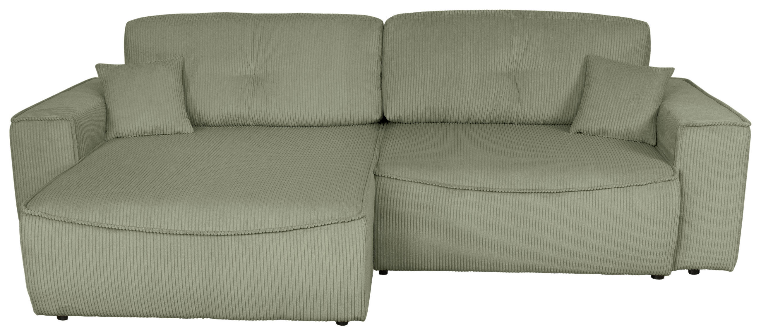 ECKSOFA Salbeigrün Cord  - Salbeigrün/Schwarz, KONVENTIONELL, Kunststoff/Textil (148/265cm) - Carryhome