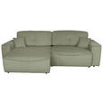 ECKSOFA Salbeigrün Cord Liegefläche im Originalstoff, Schlaffunktion, Bettkasten, Rückenkissen, Zierkissen, Rücken echt  - Salbeigrün/Schwarz, KONVENTIONELL, Kunststoff/Textil (148/265cm) - Carryhome