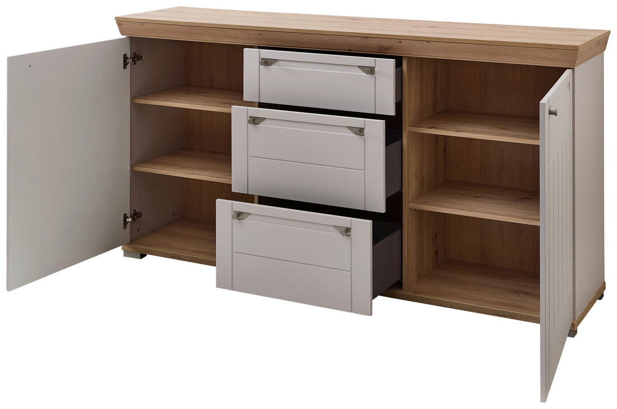 SIDEBOARD  200/100/47 cm 3 Schublade(n)  - Kaschmir/Eiche Artisan, ROMANTIK / LANDHAUS, Holzwerkstoff/Metall (200/100/47cm) - Landscape