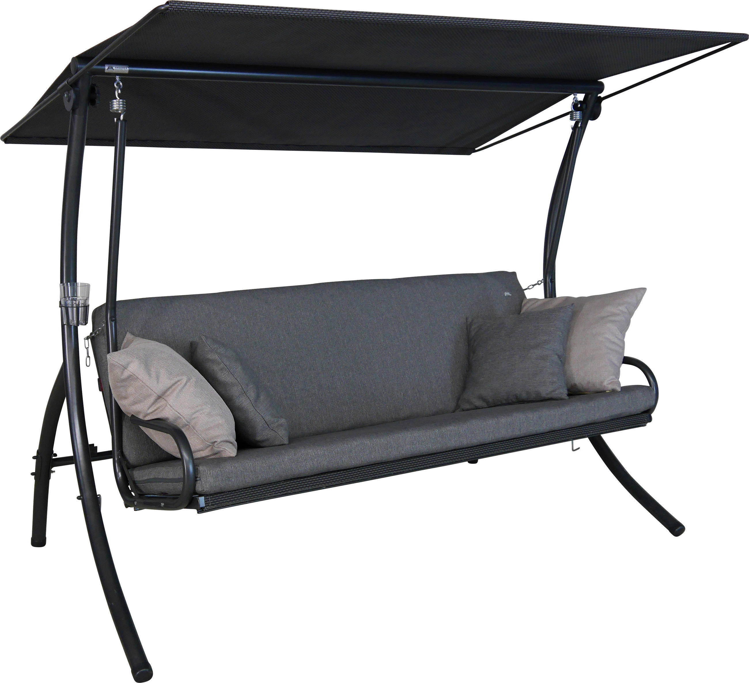 HOLLYWOODSCHAUKEL 210/160/145 cm  - Dunkelgrau/Grau, Basics, Textil/Metall (210/160/145cm) - Boxxx