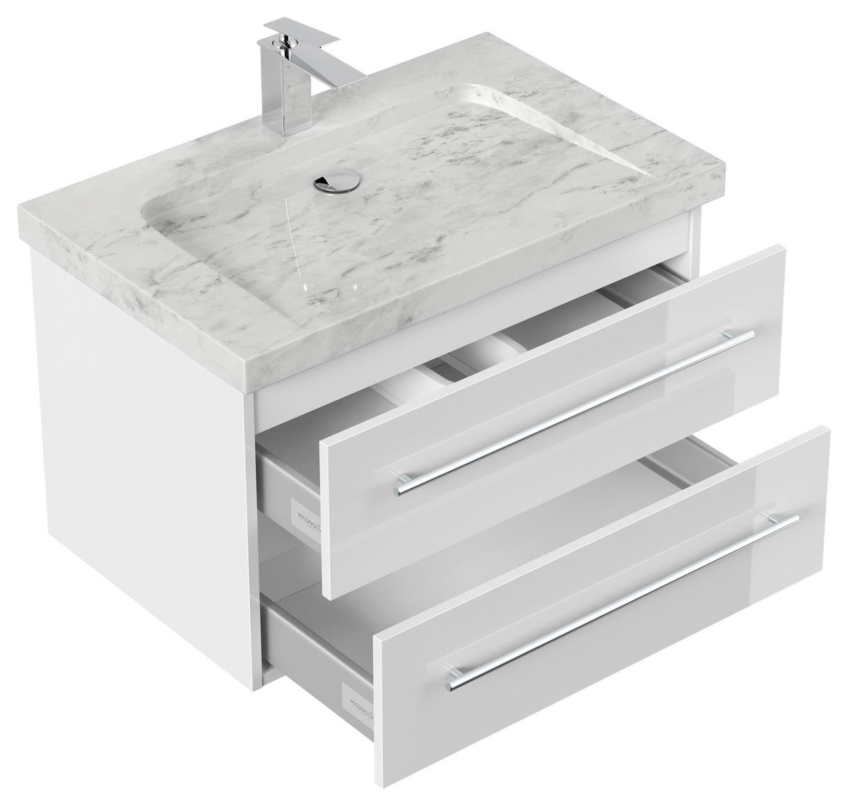 WASCHTISCHKOMBI 75 cm  - Weiß Hochglanz, Basics, Holzwerkstoff/Stein (75cm) - MID.YOU