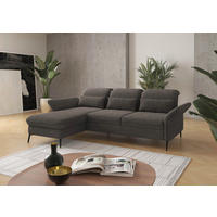 ECKSOFA in Flachgewebe Graphitfarben  - Schwarz/Graphitfarben, Konventionell, Textil/Metall (198/264cm) - Sit & More