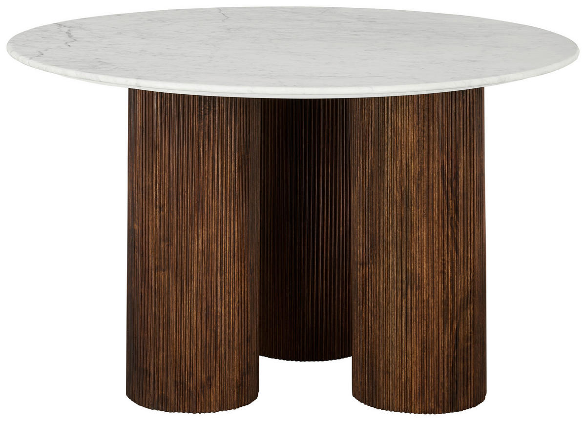 JEDILNA MIZA, v celoti masivno mangov les rjava, naravne barve  - temno rjava/naravne barve, Moderno, kamen/les (130/130/76cm) - MID.YOU