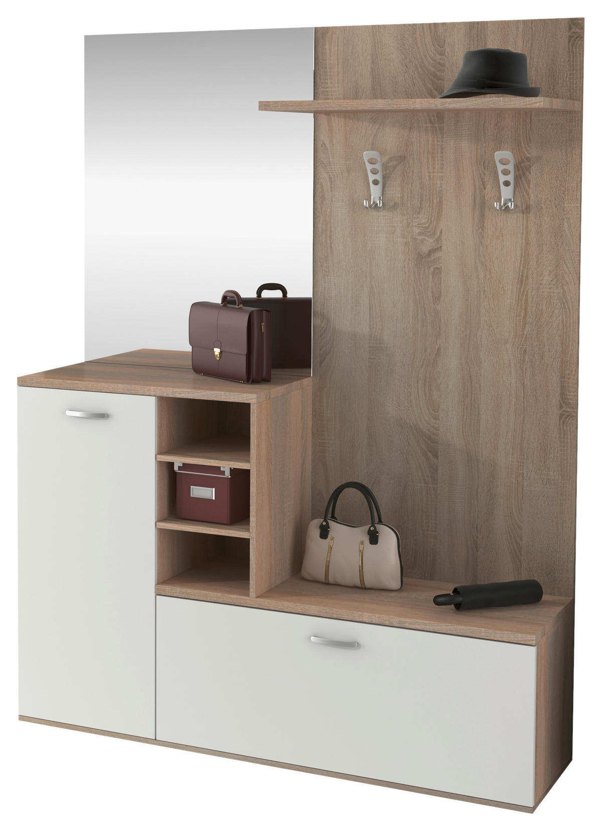 SISTEM ZA PREDSOBLJE  bela, sonoma hrast  - sonoma hrast/bela, Dizajnerski (150/200/42cm)