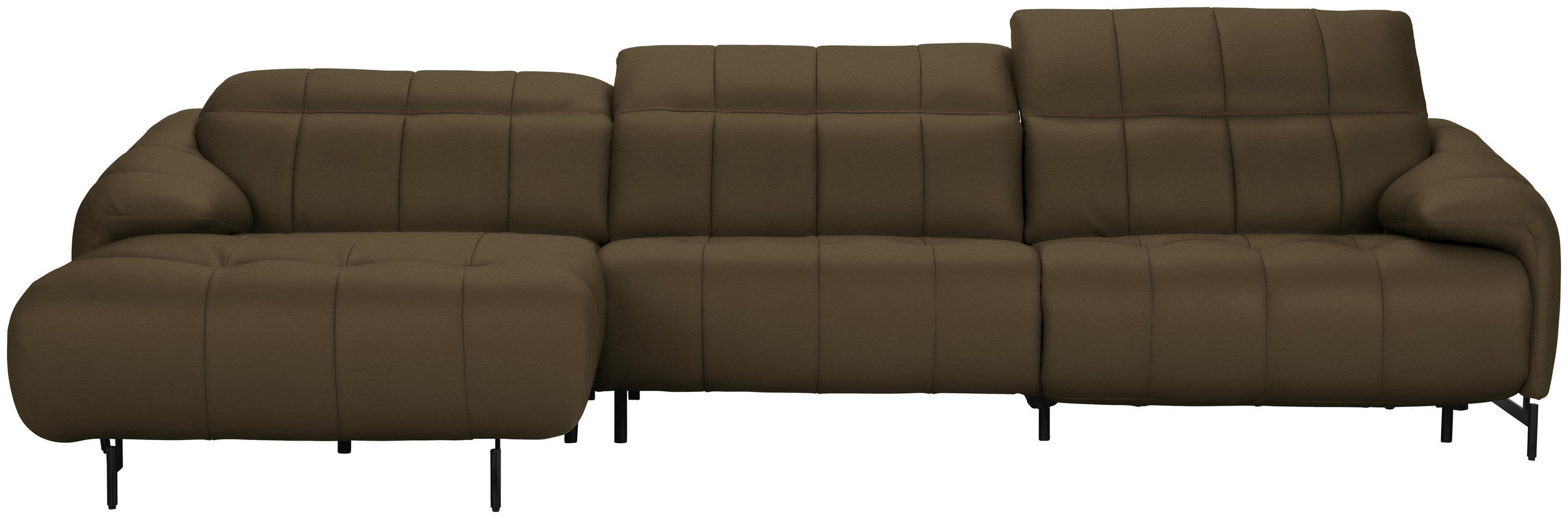 ECKSOFA  in Echtleder Taupe  165/313 cm  - Taupe/Cognac, Design, Leder/Metall (165/313cm) - Belluti