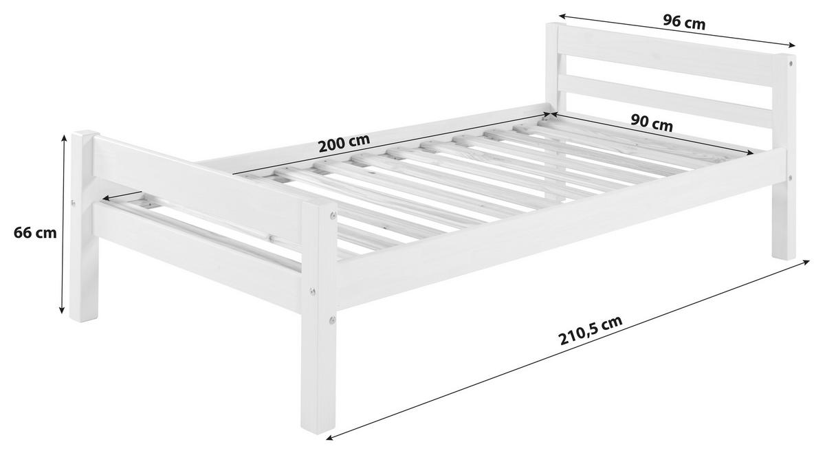 BETT 90/200 cm  in Weiß  - Naturfarben/Weiß, LIFESTYLE, Holz (90/200cm) - MID.YOU