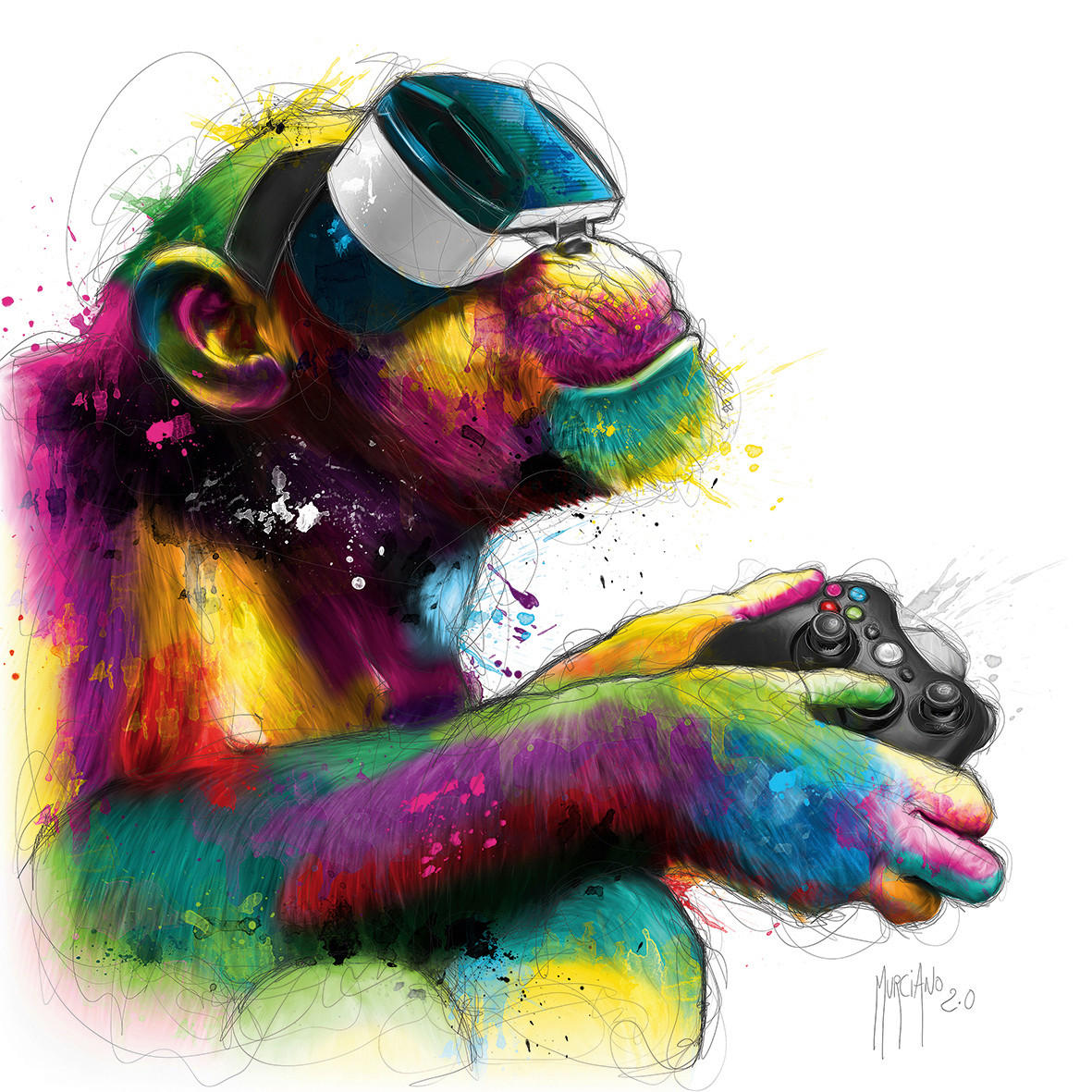 KUNSTDRUCK Tiere 30/30 cm  - Blau/Gelb, Basics, Papier (30/30cm) - Monee