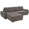 ECKSOFA Taupe Chenille Rückenkissen, Bettkasten, Schlaffunktion, Rücken echt, Armteilverstellung, Liegefläche im Originalstoff  - Taupe/Silberfarben, KONVENTIONELL, Holz/Textil (187/293cm) - Carryhome