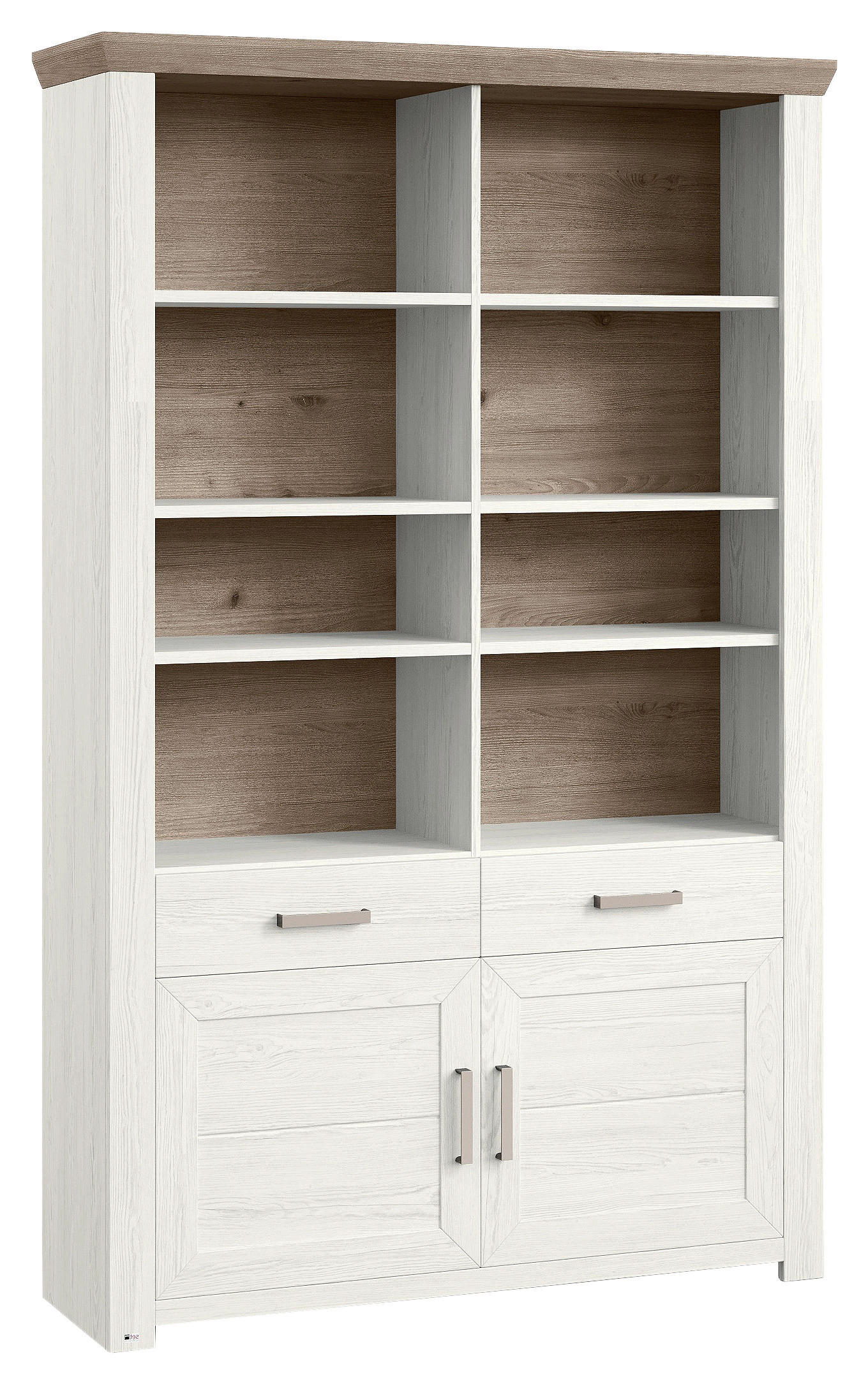 REGALKOMBINATION - Eichefarben/Weiß, Design, Holzwerkstoff/Metall (129,3/206,6/42,2cm) - SetOne by Musterring