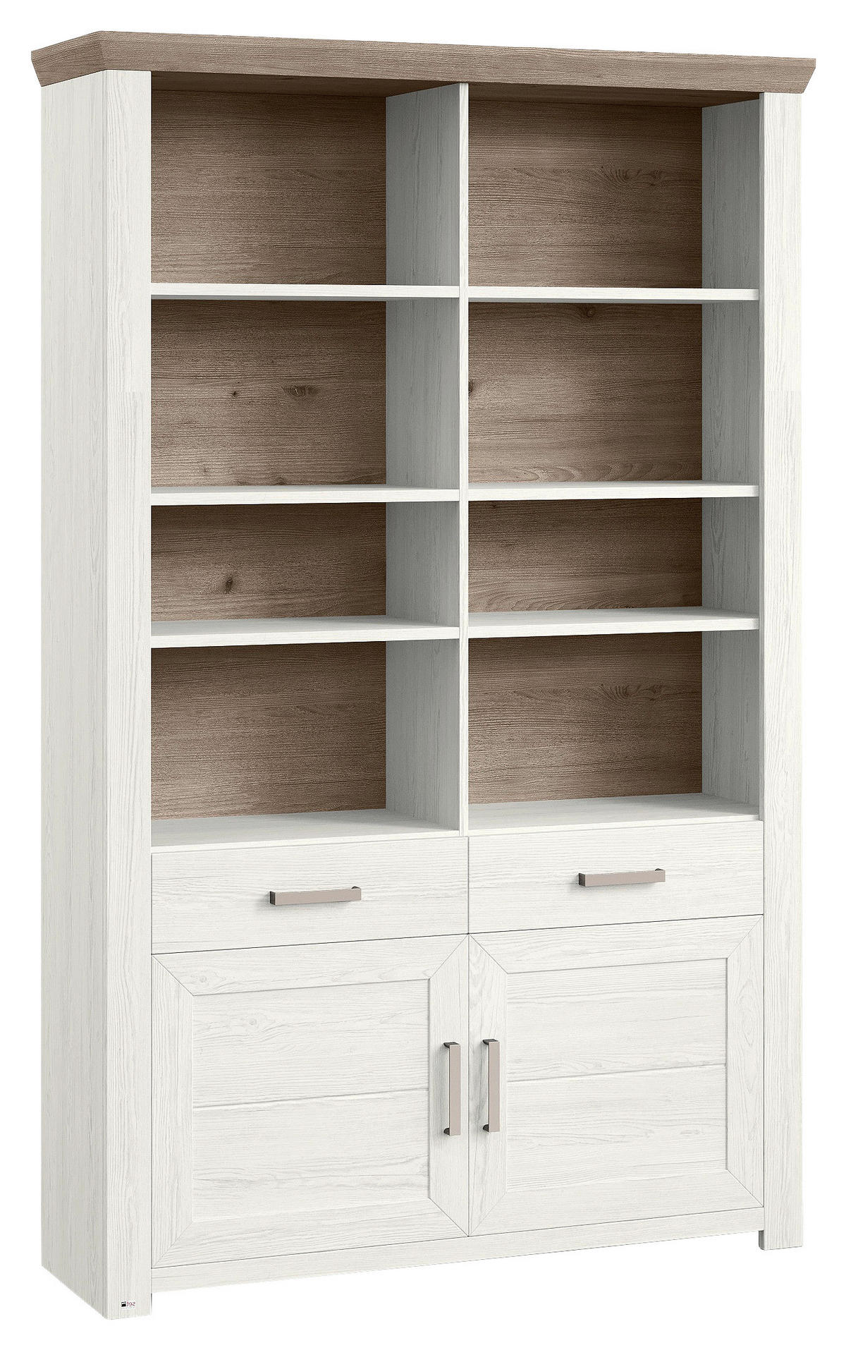 REGALKOMBINATION - Eichefarben/Weiß, Design, Holzwerkstoff/Metall (129,3/206,6/42,2cm) - SetOne by Musterring